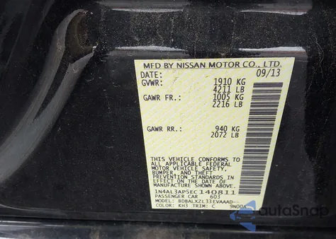 2014 Nissan Altima 2.5 Sl z USA, uszkodzony, nr VIN 1N4AL3AP5EC140811